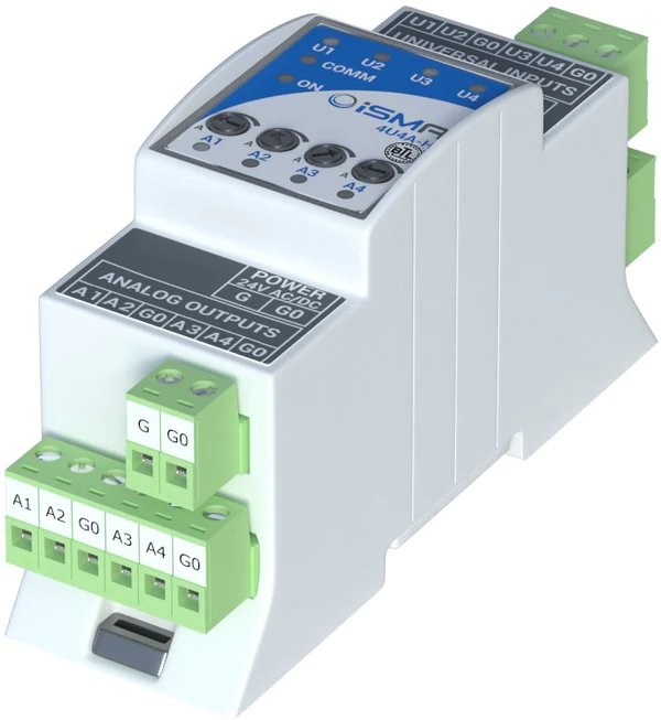 I/O module with Modbus RTU/ASCII or BACnet MSTP communication