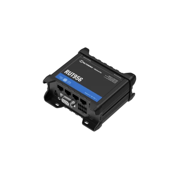 RUT956 is an industrial router that combines cellular, Wi-Fi, and wired connectivity options with automatic WAN failover and GNSS capabilities. Serial communication interfaces enable integrating more varied devices into the solution ecosystem, while I/O and advanced RutOS software facilitate equipment control, automation, and event notifications.